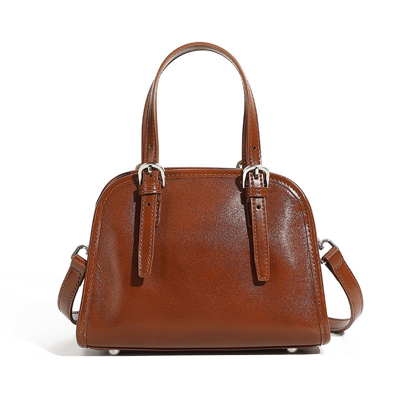 Genuine Leather Bowling Shoulder Bag | Effortless Commuter Large Capacity