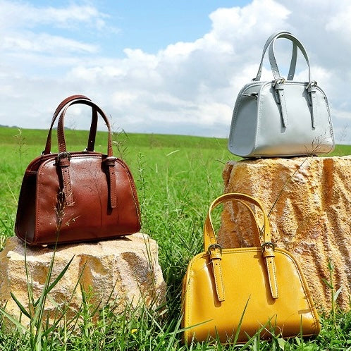 Genuine Leather Bowling Shoulder Bag | Effortless Commuter Large Capacity