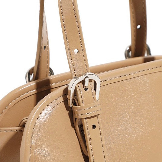 Genuine Leather Bowling Shoulder Bag | Effortless Commuter Large Capacity
