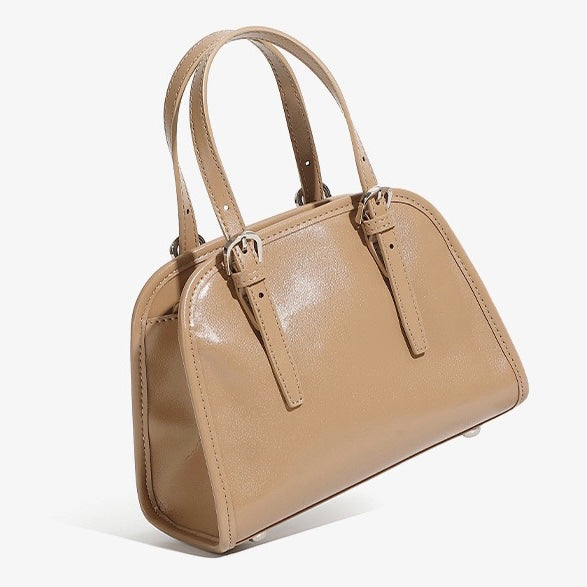 Genuine Leather Bowling Shoulder Bag | Effortless Commuter Large Capacity
