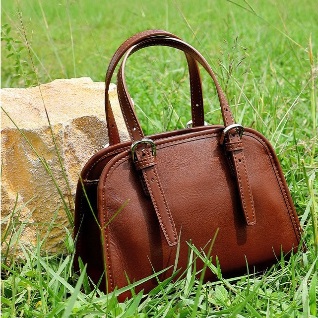 Genuine Leather Bowling Shoulder Bag | Effortless Commuter Large Capacity