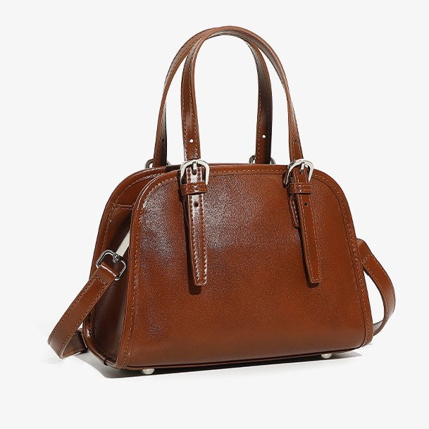 Genuine Leather Bowling Shoulder Bag | Effortless Commuter Large Capacity