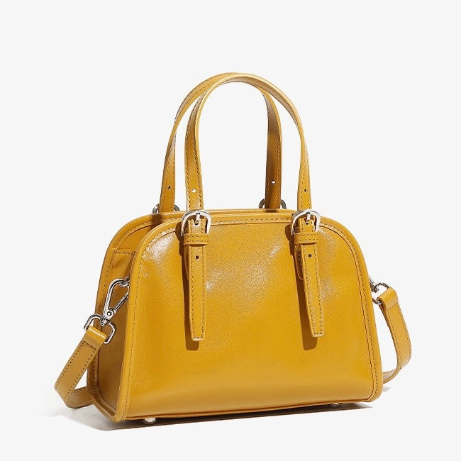 Genuine Leather Bowling Shoulder Bag | Effortless Commuter Large Capacity