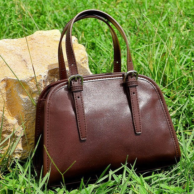 Genuine Leather Bowling Shoulder Bag | Effortless Commuter Large Capacity