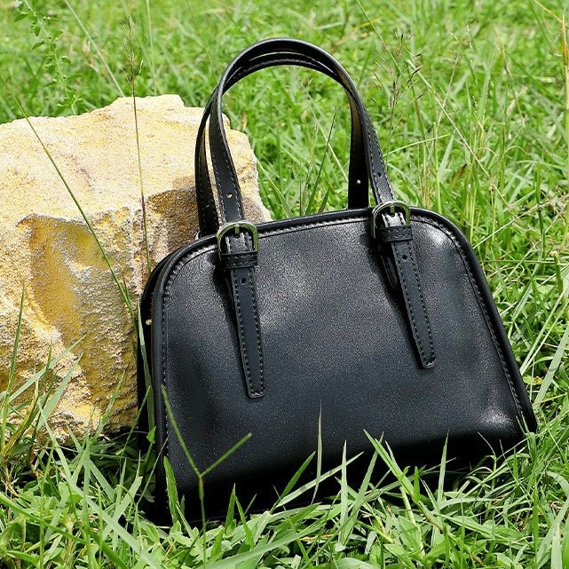 Genuine Leather Bowling Shoulder Bag | Large Capacity Commuter Elegance