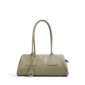 Genuine Leather Pillow Shoulder Baguette Bag | Effortless French Elegance