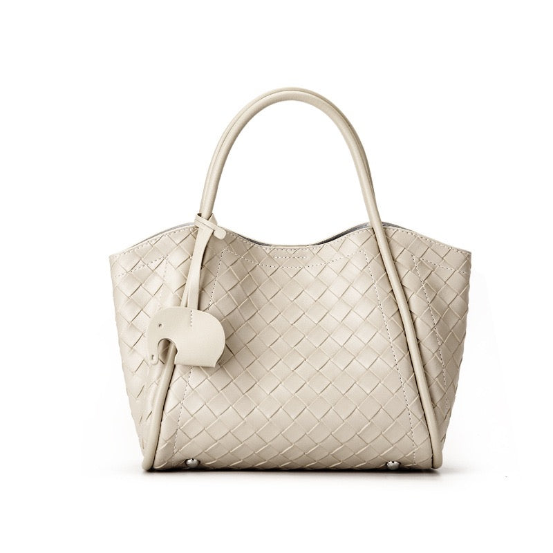 Leather Woven Tote Crossbody Bag | Spacious Everyday Elegance