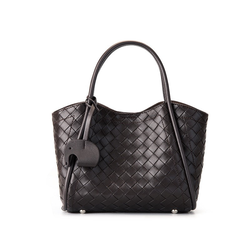 Leather Woven Tote Crossbody Bag | Spacious Everyday Elegance