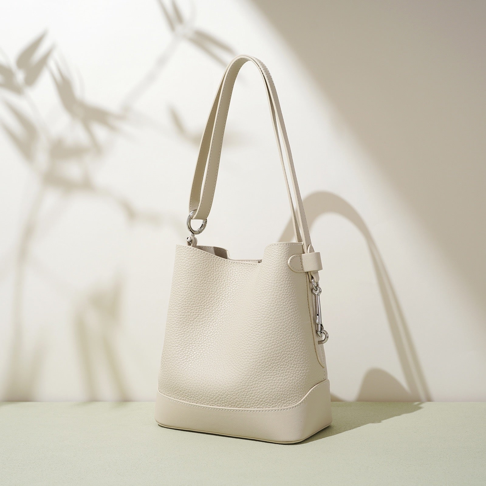 Genuine Lychee Grain Leather Bucket Crossbody Bag | Effortless Elegance
