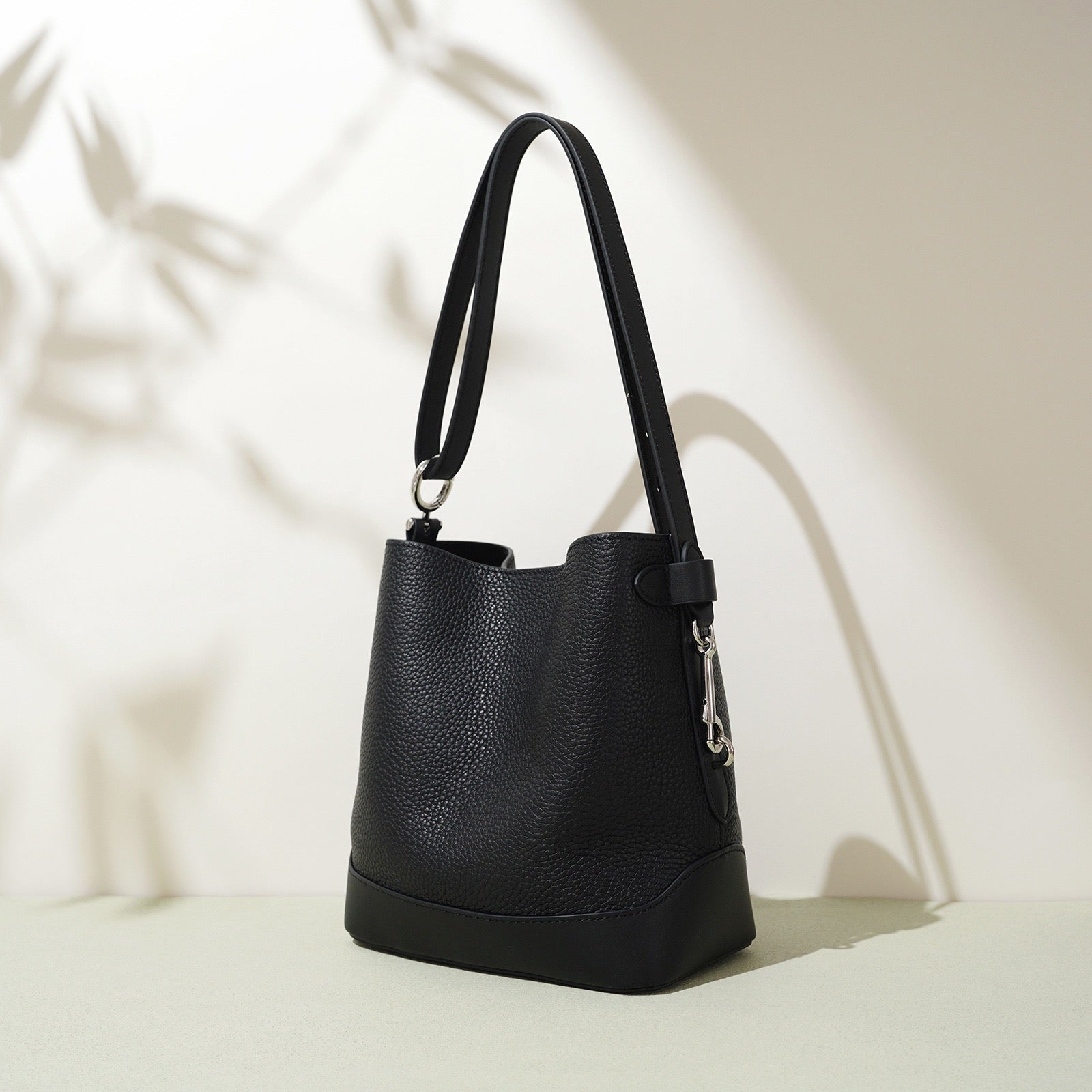 Genuine Lychee Grain Leather Bucket Crossbody Bag | Effortless Elegance