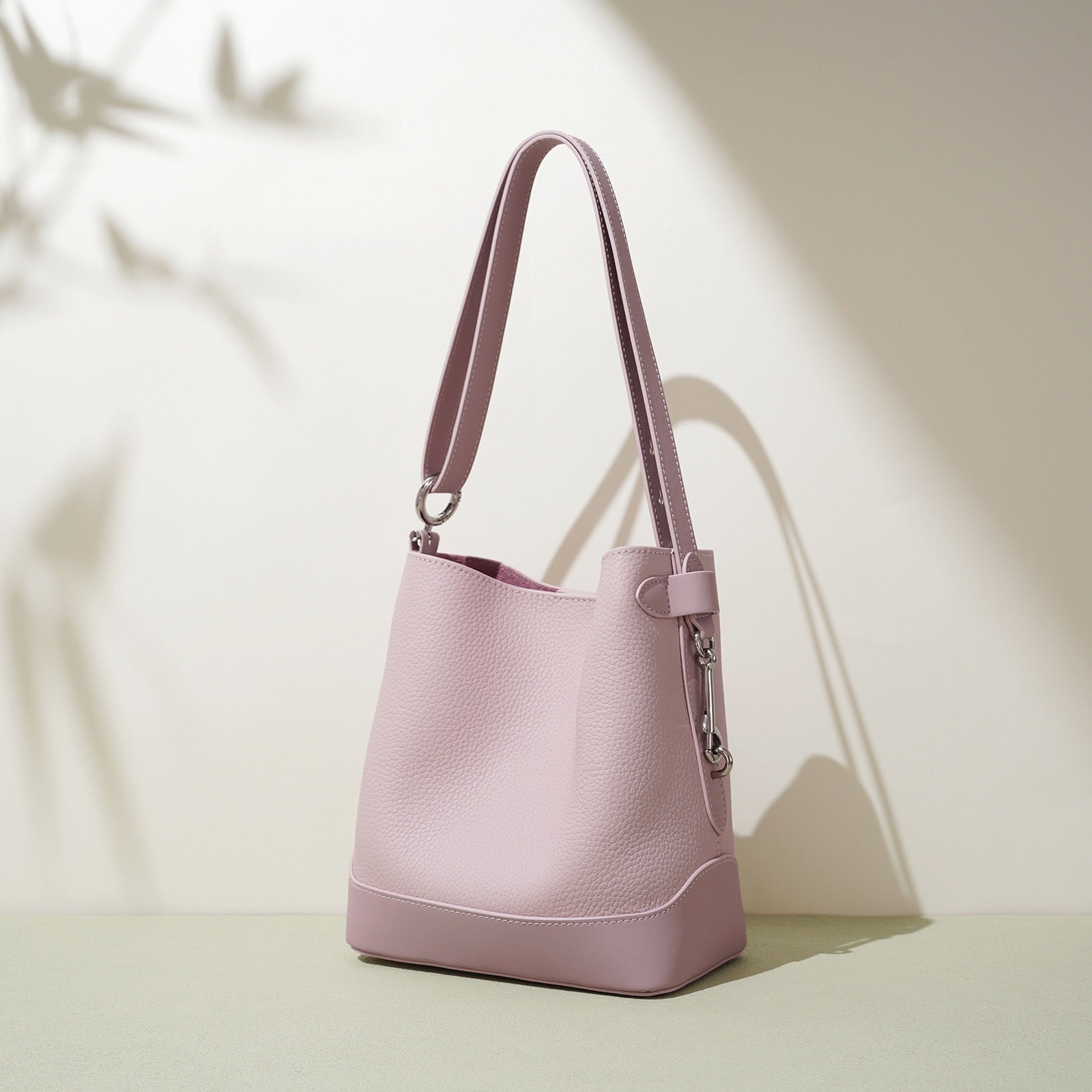 Genuine Lychee Grain Leather Bucket Crossbody Bag | Effortless Elegance