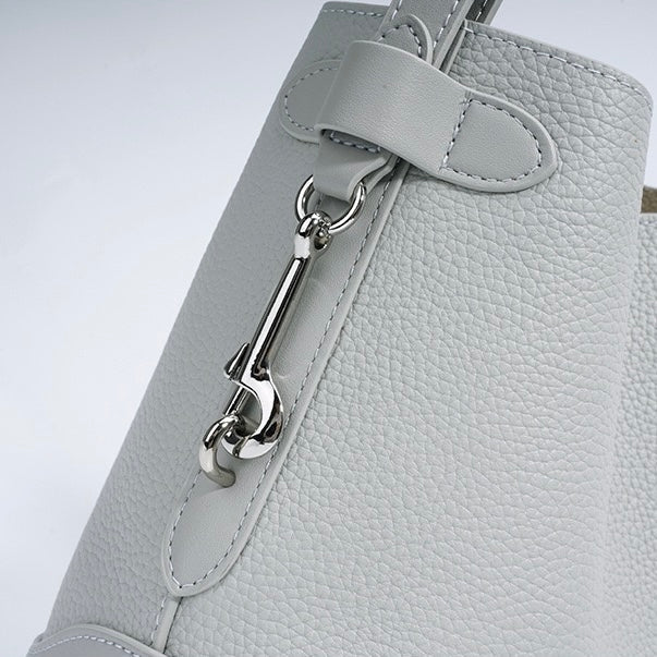 Genuine Lychee Grain Leather Bucket Crossbody Bag | Effortless Elegance