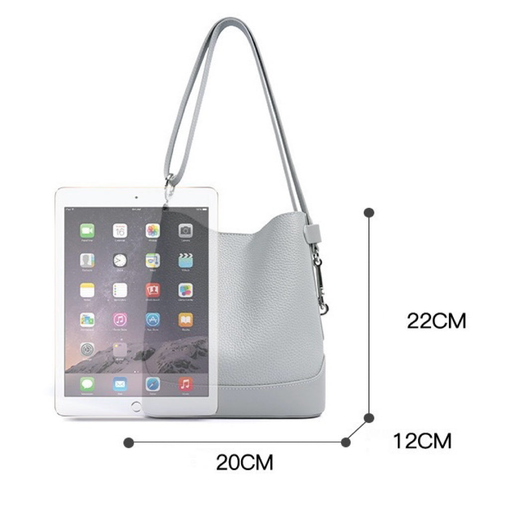 Genuine Lychee Grain Leather Bucket Crossbody Bag | Effortless Elegance