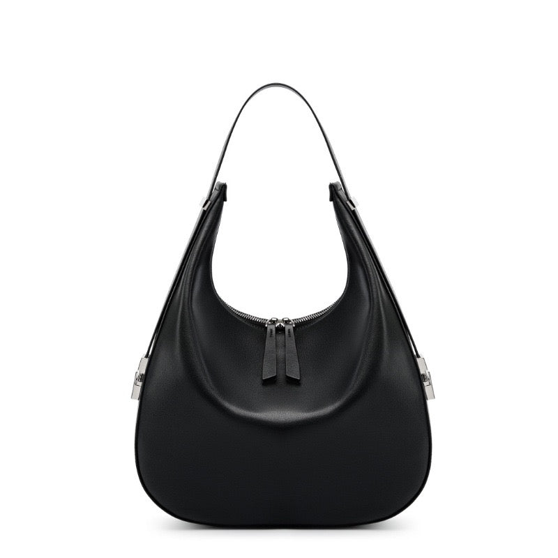 Genuine Leather Crescent Underarm Shoulder Handbag | Effortless Minimalist Elegance