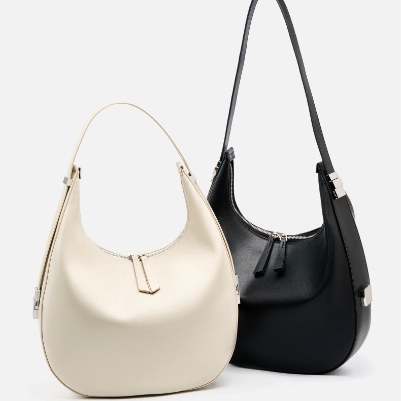 Genuine Leather Crescent Underarm Shoulder Handbag | Effortless Minimalist Elegance