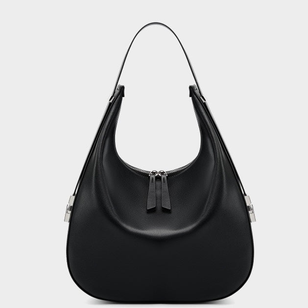 Genuine Leather Crescent Underarm Shoulder Handbag | Effortless Minimalist Elegance