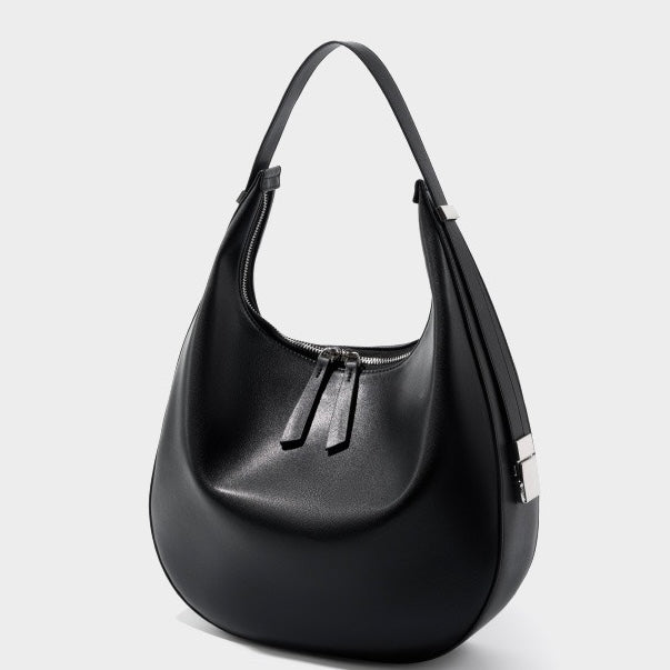 Genuine Leather Crescent Underarm Shoulder Handbag | Effortless Minimalist Elegance