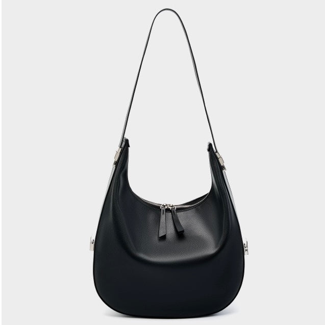 Genuine Leather Crescent Underarm Shoulder Handbag | Effortless Minimalist Elegance