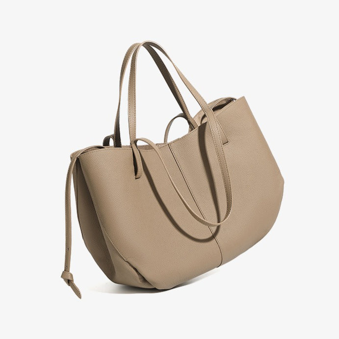 Genuine Pebbled Leather Tote Bag With Pouch | Effortless Everyday Elegance