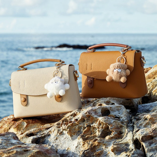 Women’s Luxury Pebbled Leather Top-Handle Bag | Cloud Charm Elegance