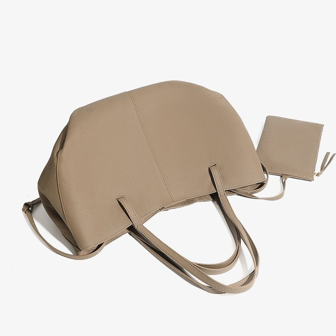 Women’s Pebbled Leather Tote Bag With Pouch | Effortless Sophistication