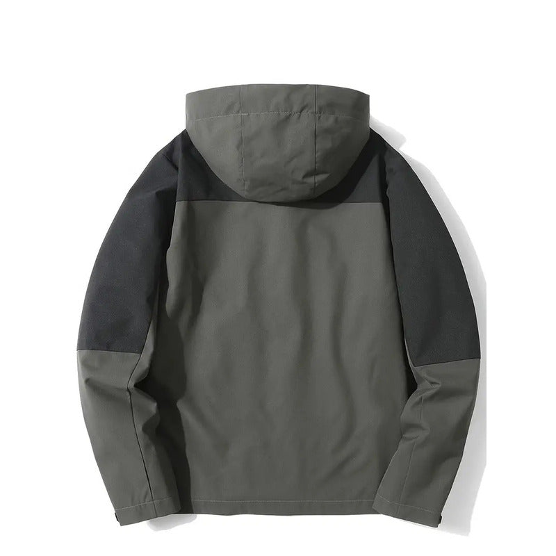 Men’s Two-Tone Hooded Windbreaker | Refined All-Season Urban Ease