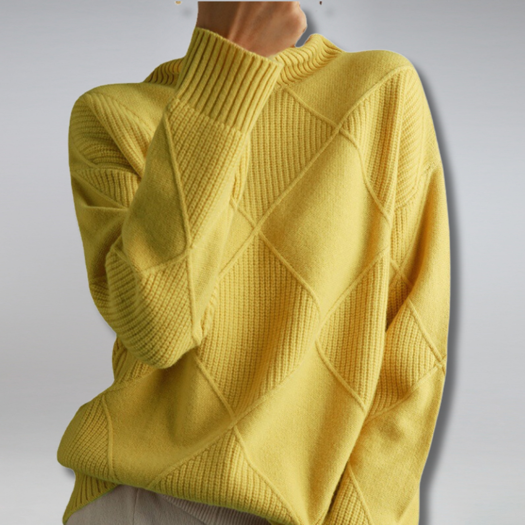 Textured Diamond Knit Turtleneck Sweater | Quiet Autumn Elegance