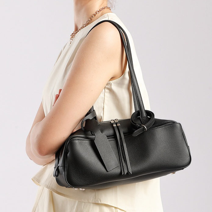 Women’s Genuine Pebbled Leather Shoulder Handbag | Effortless Everyday Elegance