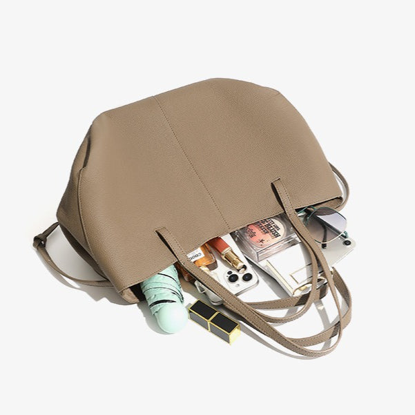 Women’s Pebbled Leather Tote Bag With Pouch | Effortless Sophistication