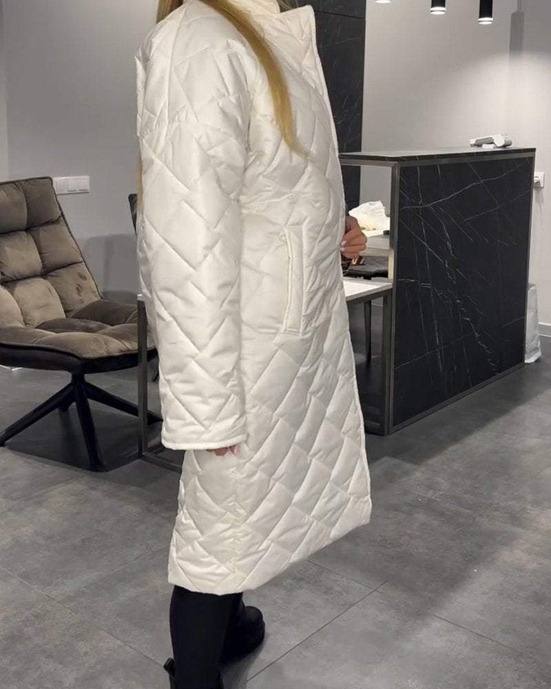 Quilted Mid-Length Coat | Effortless Warmth With Leopard-Print Lining