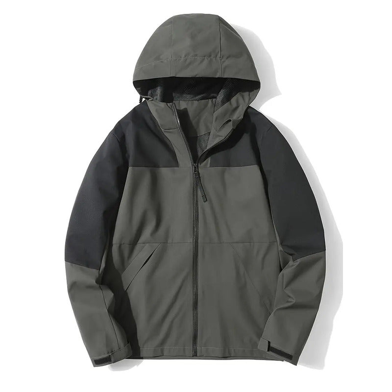 Men’s Two-Tone Hooded Windbreaker | Refined All-Season Urban Ease