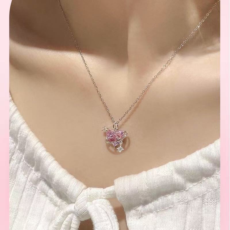 Rose Diamond Heart Whisper Necklace | Understated Romantic Brilliance