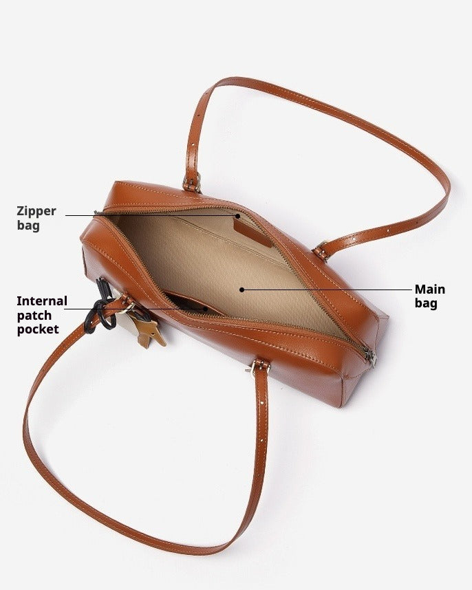 Women’s Genuine Leather Retro Bowling Bag | Refined Horse Charm