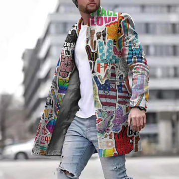 Men’s Graphic Overcoat | Effortless Urban Sophistication