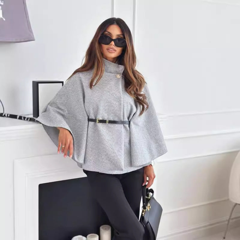 High-Neck Belted Jacket | Timeless City Elegance