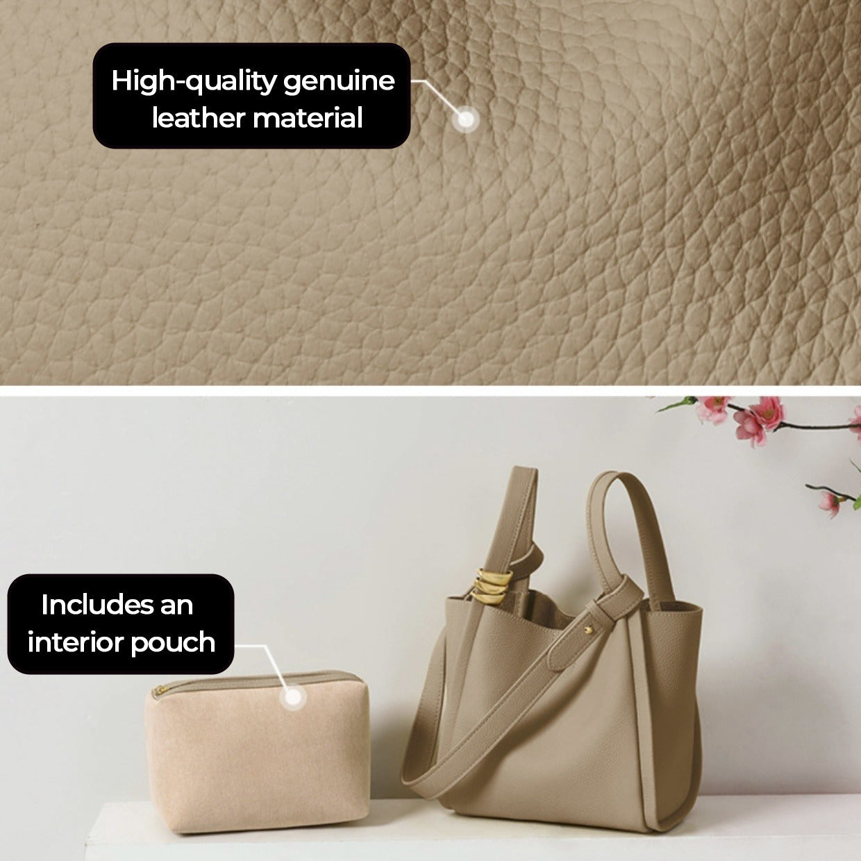 Women’s Genuine Leather Mini Crossbody Bucket Bag | Effortless Everyday Elegance