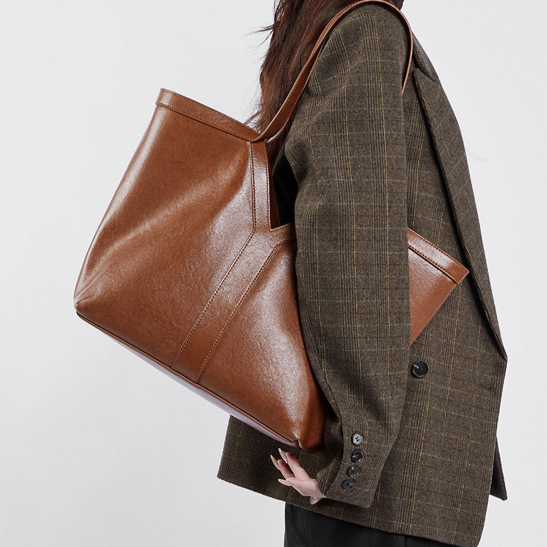 Women’s Genuine Leather Tote Bag | Effortless Autumn Elegance