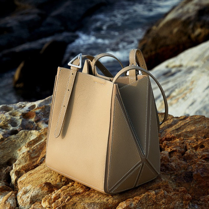 Women’s Camel Textured Leather Shoulder Tote | Effortless Elegance
