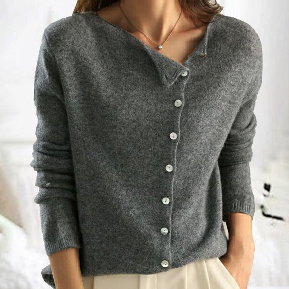 Ultra-Soft Knit Cardigan | Asymmetrical Button Quiet Effortless Elegance