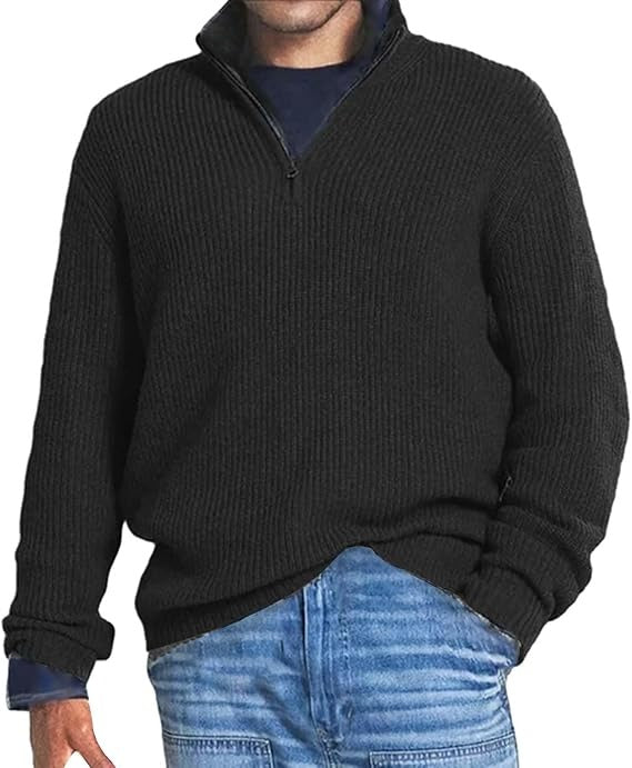 Ribbed Knit Men’s Half-Zip Jumper | Effortless Cold-Weather Elegance