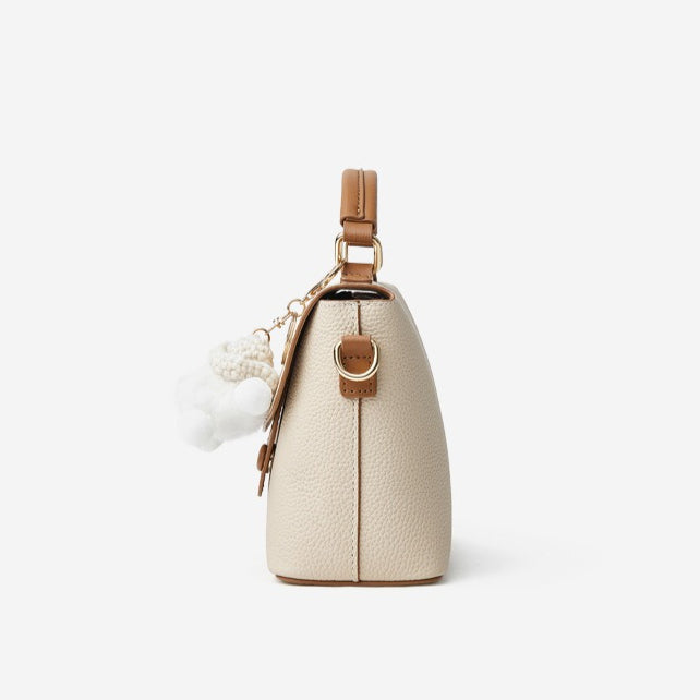 Women’s Luxury Pebbled Leather Top-Handle Bag | Cloud Charm Elegance