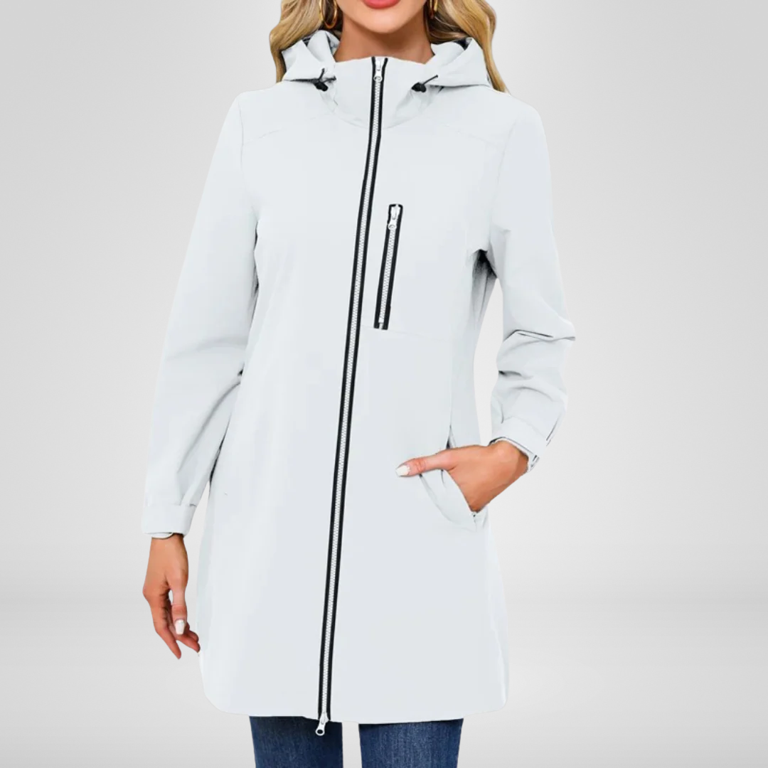 Long Waterproof Jacket | Effortless Longline Elegance, Stay-Dry Confidence