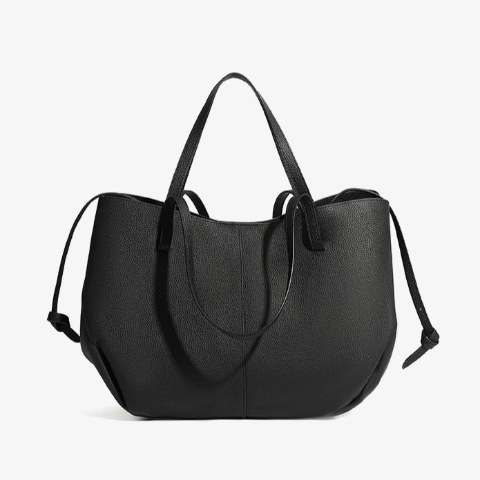 Genuine Pebbled Leather Tote Bag With Pouch | Effortless Everyday Elegance