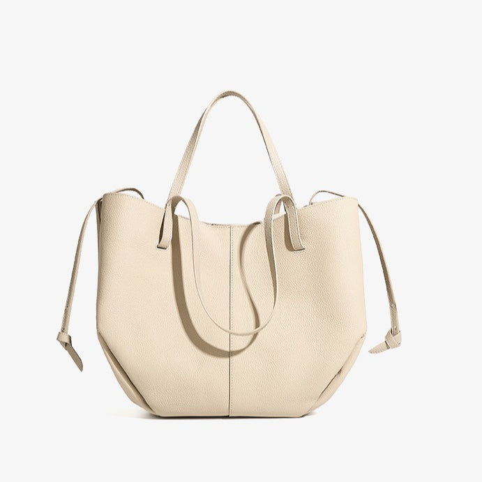 Genuine Pebbled Leather Tote Bag With Pouch | Effortless Everyday Elegance