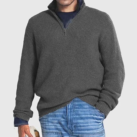 Ribbed Knit Men’s Half-Zip Jumper | Effortless Cold-Weather Elegance