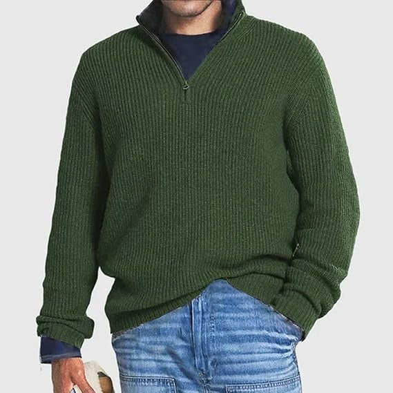 Ribbed Knit Men’s Half-Zip Jumper | Effortless Cold-Weather Elegance