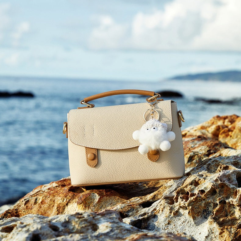 Women’s Luxury Pebbled Leather Top-Handle Bag | Cloud Charm Elegance