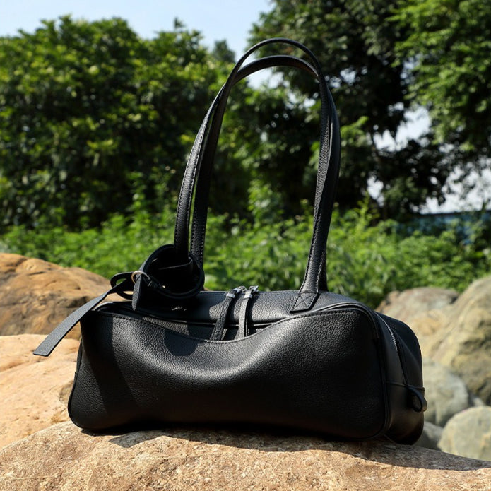 Women’s Genuine Pebbled Leather Shoulder Handbag | Effortless Everyday Elegance