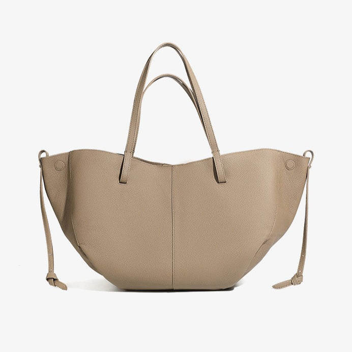 Genuine Pebbled Leather Tote Bag With Pouch | Effortless Everyday Elegance