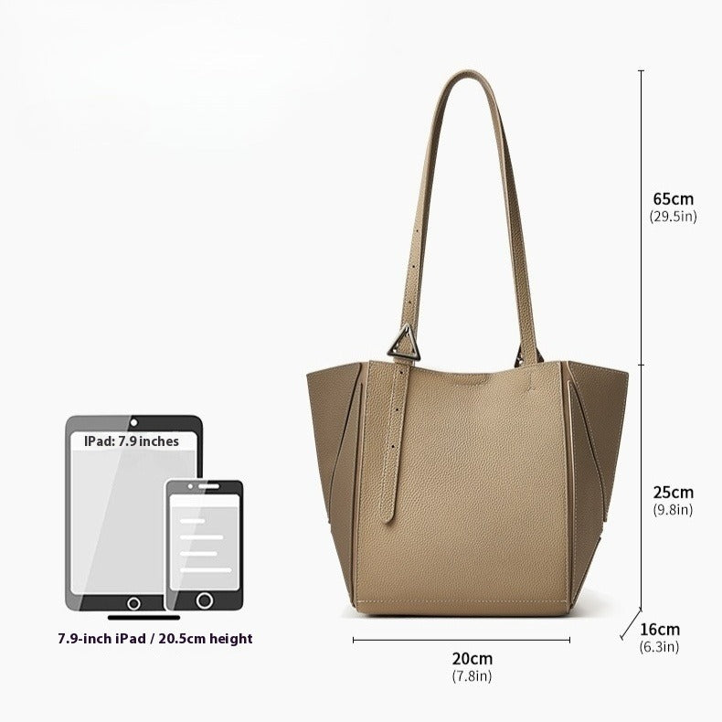 Women’s Camel Textured Leather Shoulder Tote | Effortless Elegance
